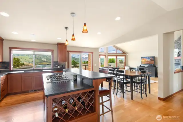 Custom kitchen with high counter tops