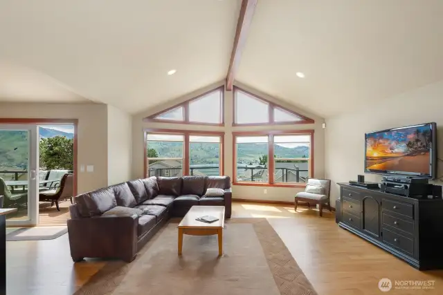 Large great room with lake views