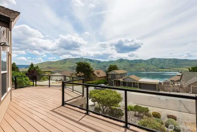 Large deck with lake views and watching sunsets