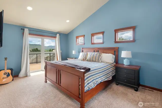 Large primary bedroom with deck access