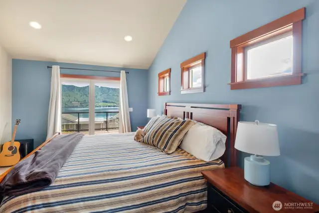 Large primary bedroom with deck access