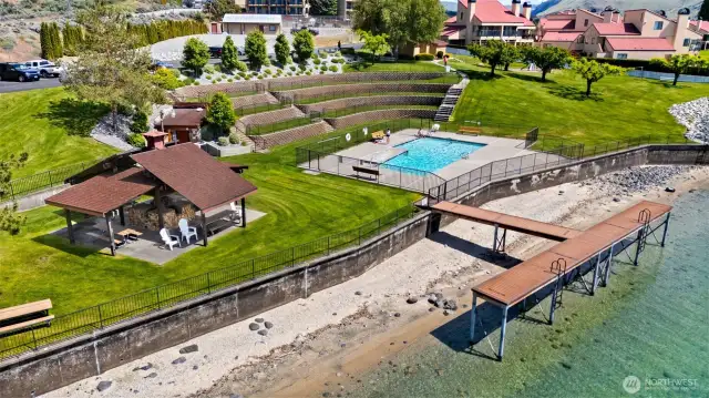 Community beach and pool access on the lake