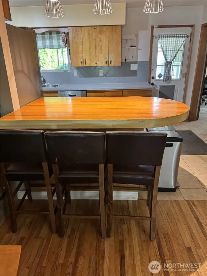 Kitchen has so much natural lighting!
