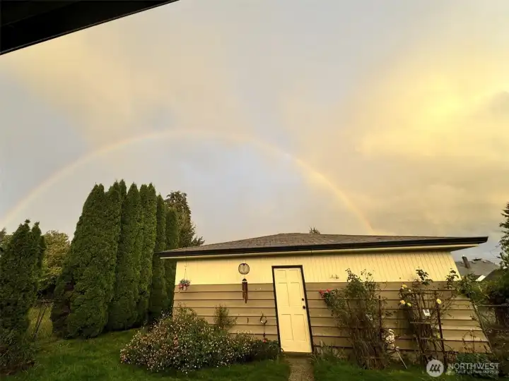 Rainbow over the detached garage!