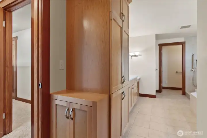 Primary bathroom with tons of storage