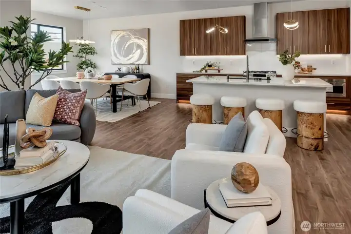 Underlit cabinetry with toe kick lighting (model home lot 1A, colors may vary)