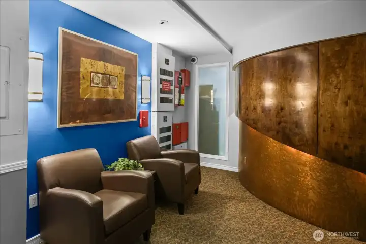 Seating area behind Lobby/concierge area