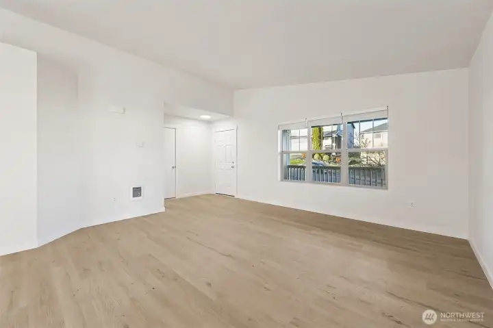 Great room concept with room for dining