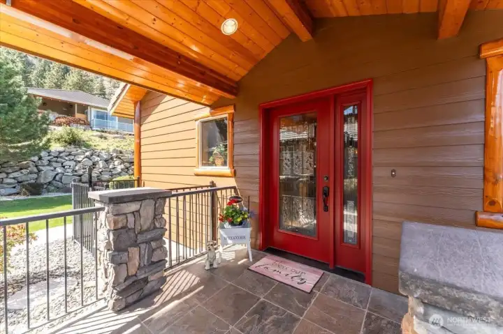 Covered front entrance and new exterior paint.