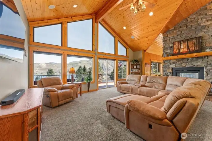 Impressive floor to ceiling windows in the main part of the home.