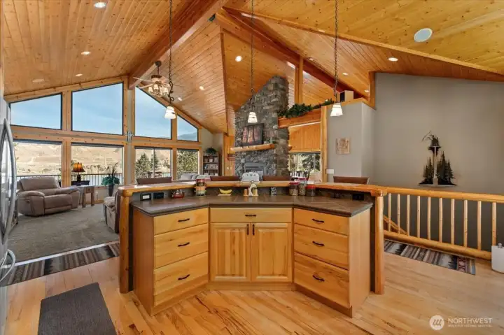 From kitchen and looking towards living room.
