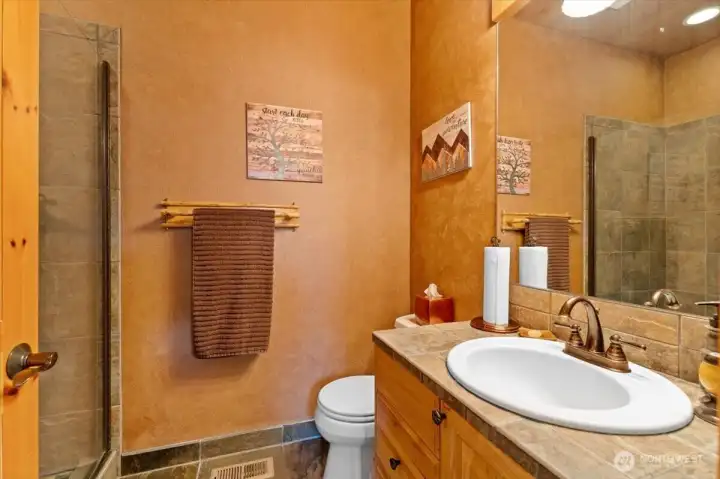 3/4 bath with walk-in shower on the main floor.