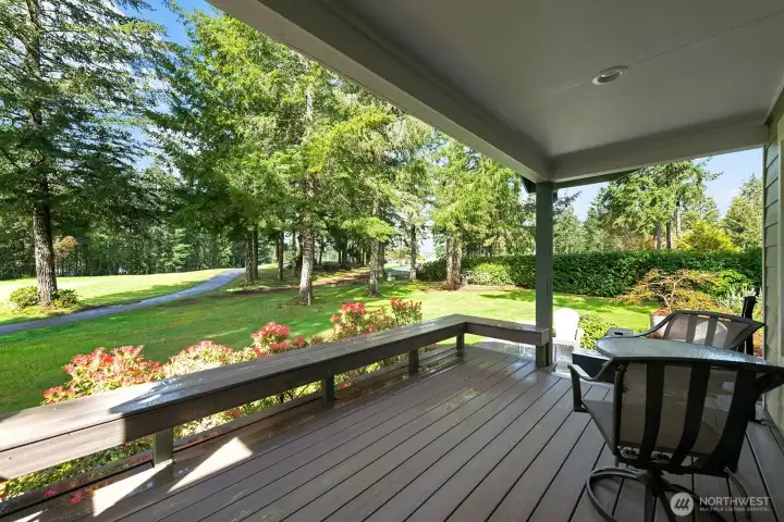 Stunning views of the first fairway right from recently installed Trex deck.