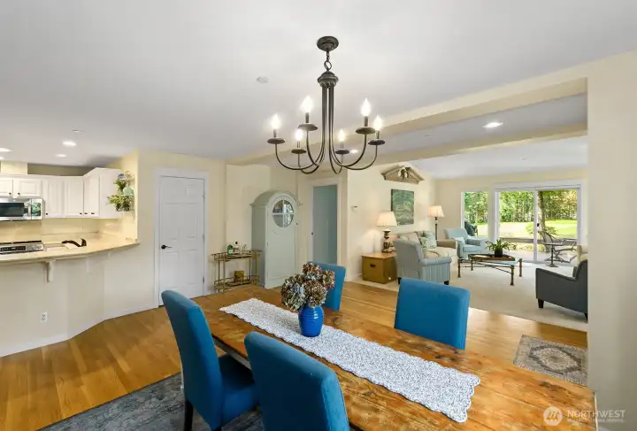 Looking back toward the living room with views of the greens.