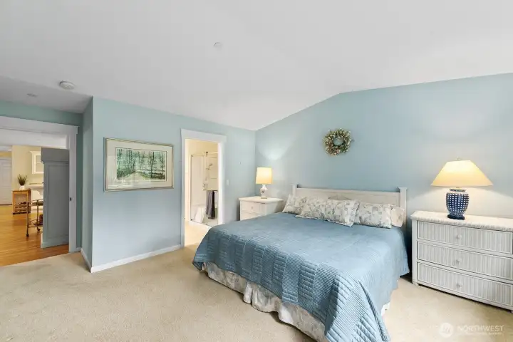 Spacious primary bedroom with abundant natural light