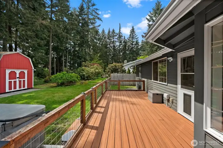 Newer trex deck leading into your private backyard oasis