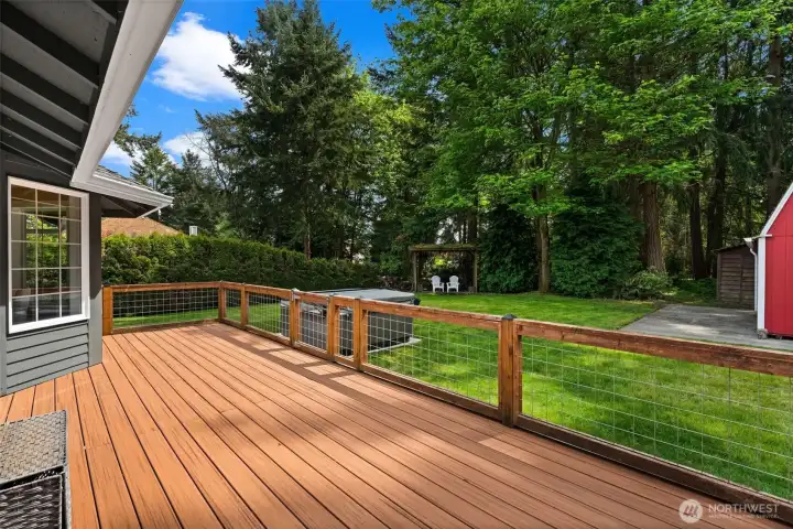 Newer Trex deck into your private backyard oasis