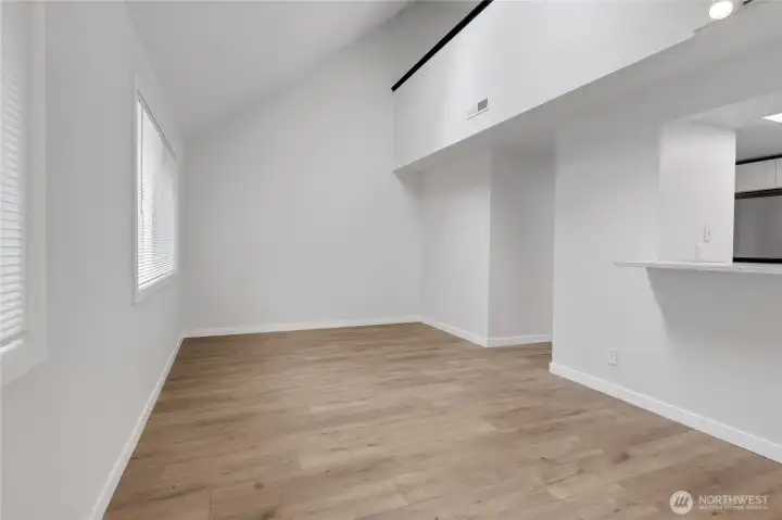 Another view of living area, vaulted ceilings Another view of living area, vaulted ceilings