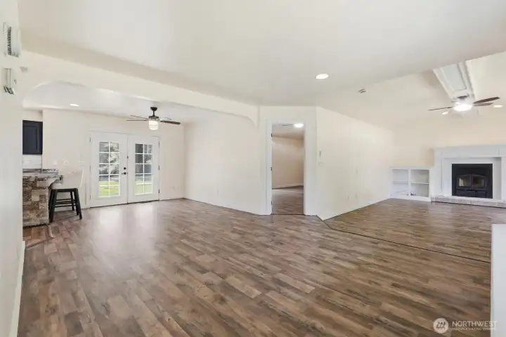 Bright, open living, dining and bonus room