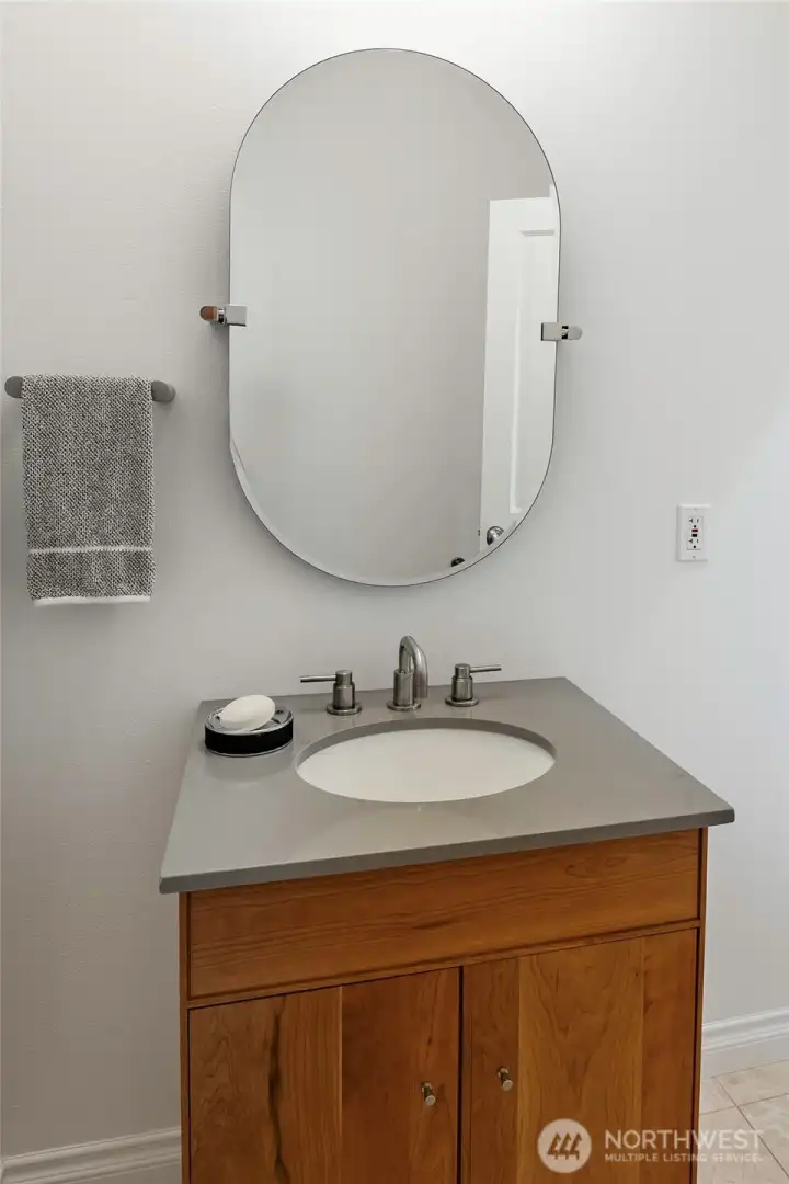 Powder room off entry Powder room off entry