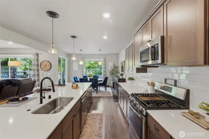 Spacious kitchen with massive island is great for entertaining