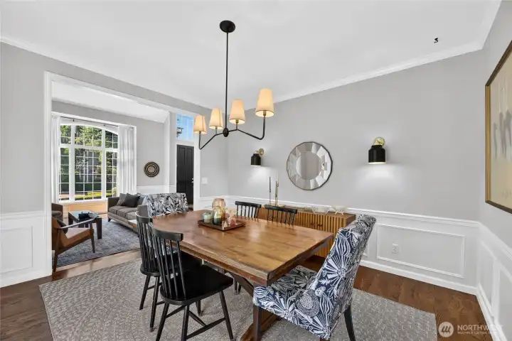 Dining Room w/ updated lighting, connecting Butler's Pantry Dining Room w/ updated lighting, connecting Butler's Pantry