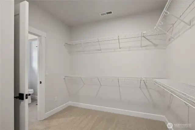 Expansive walk-in closet.