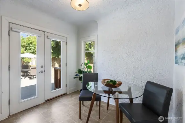 Back entry into a small eating area