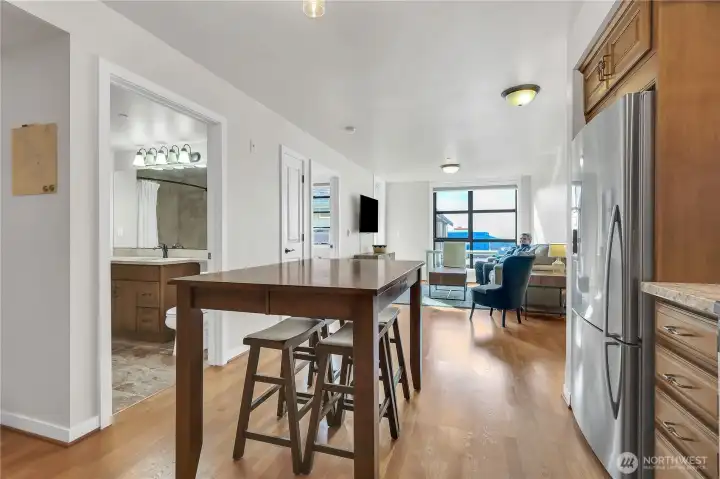 Greatroom kitchen with eating area and living room live and feel large.