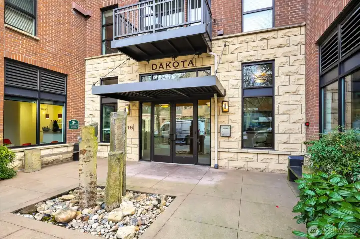 The Dakota, secure entry with keypad for guests and fob access