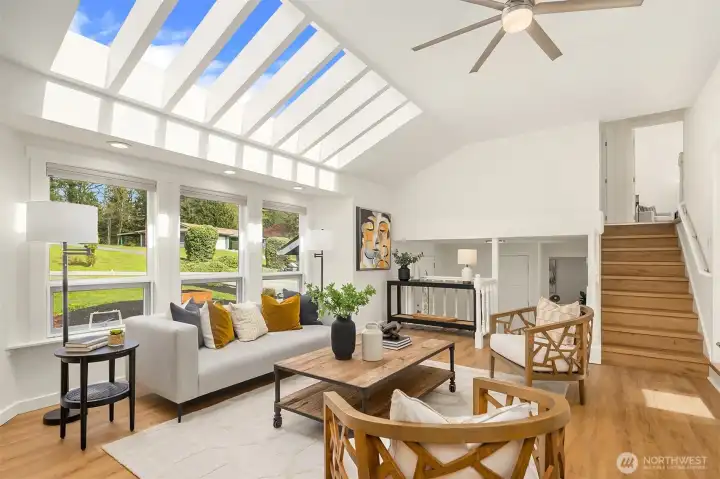 Formal living room right off open kitchen and dining room.
