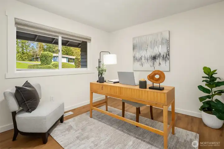 Bedroom on main level with new flooring!