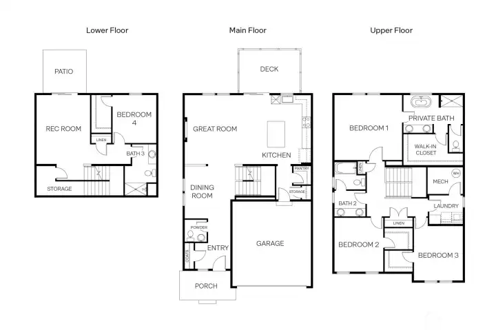 Hemlock floor plan. Photo's are for representational purposes only. Colors and finishes may differ.