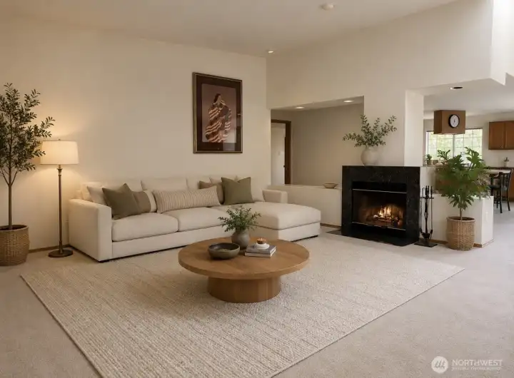 Living room virtually staged
