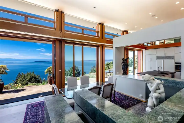 Living, dining, kitchen and main bedroom views