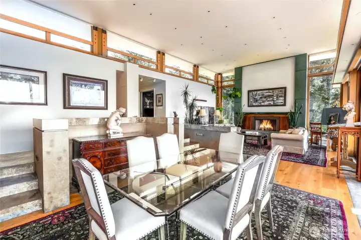Kitchen opens to dining and living rooms