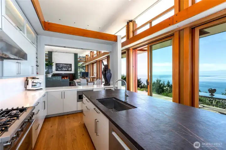 Entertain from your kitchen and socialize with guests on the deck with sliding glass windows