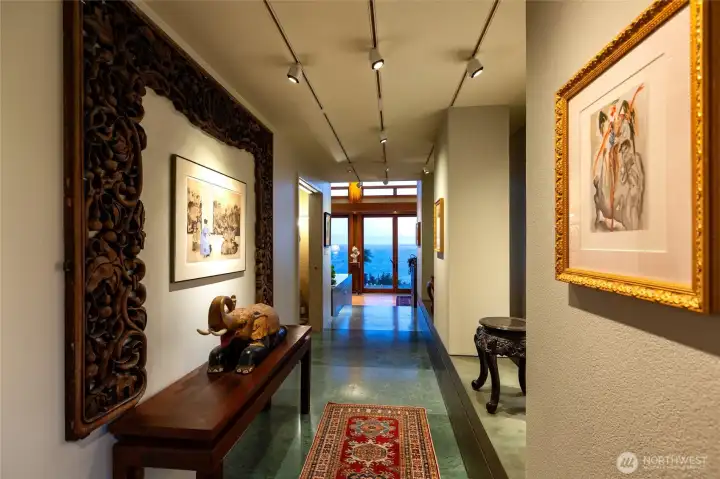 Home entrance at dusk
