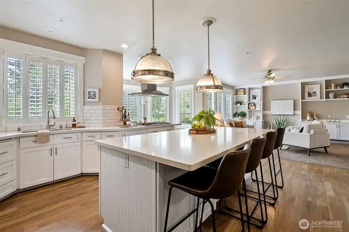 Expansive gathering areas offer room to host family and friends in style.