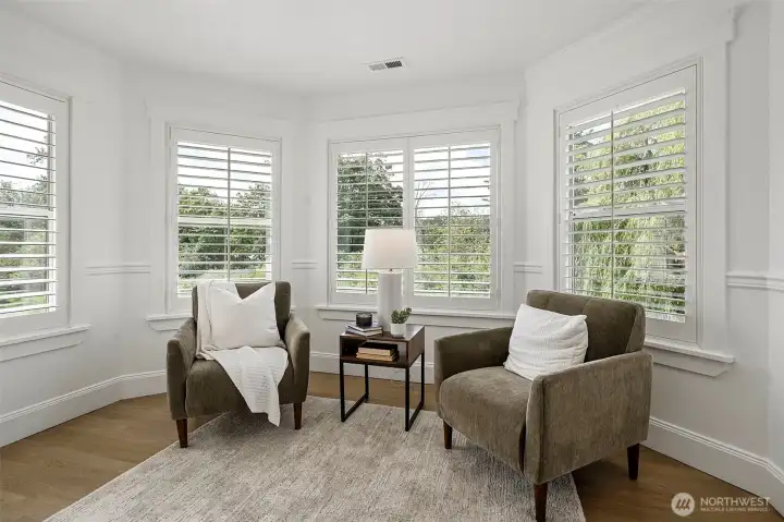 Plantation shutters can be found throughout the home.