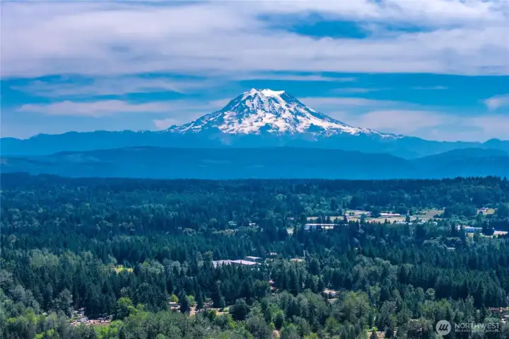 Scenic Mount Rainier and Graham area aerial view, capturing the beautiful Pacific Northwest setting around the property. Scenic Mount Rainier and Graham area aerial view, capturing the beautiful Pacific Northwest setting around the property.
