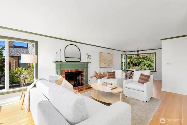 Enter into the sun-drenched living room. Enter into the sun-drenched living room.