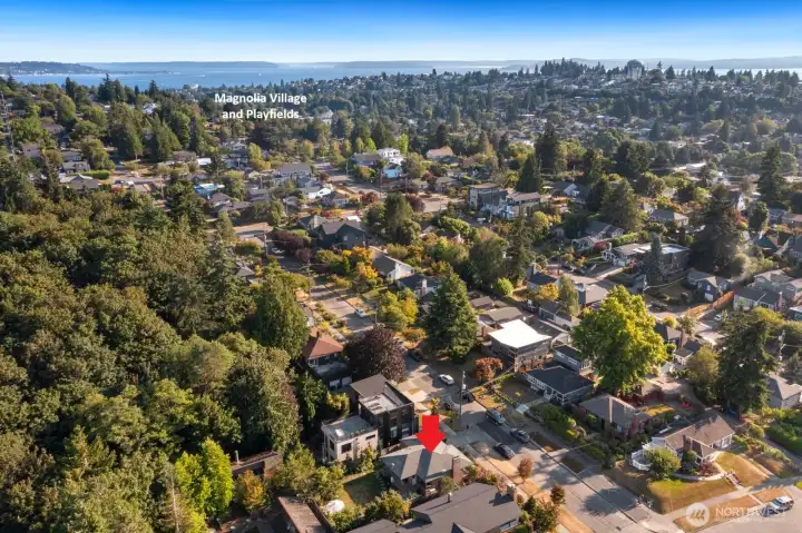 Looking SW towards the Magnolia Village and playfields. Looking SW towards the Magnolia Village and playfields.