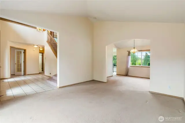 Living room looking into the entry and separate dinning room