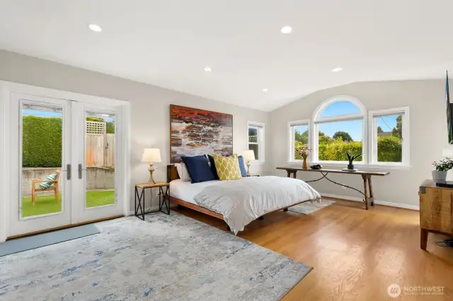 The luxurious primary suite.