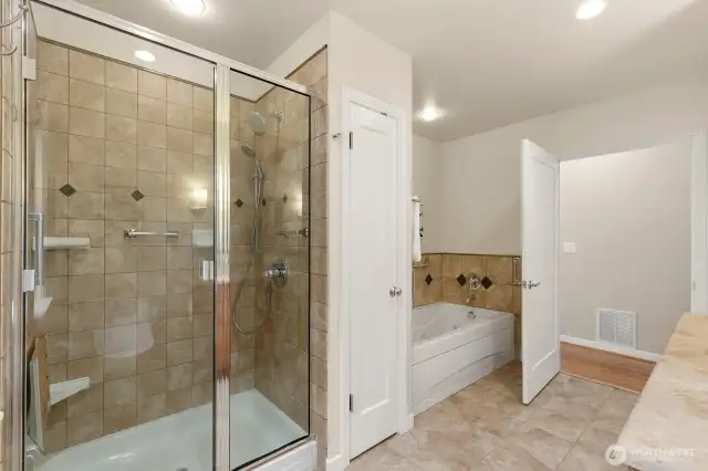 Spa-like bath and convenient in-suite laundry.