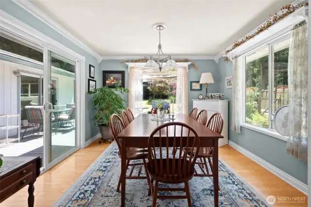 The large slider opens to the spacious deck for all your entertaining and enjoyment!