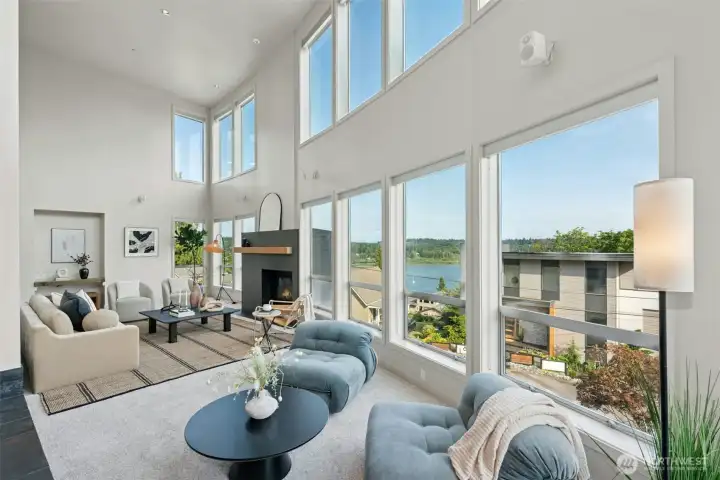 2 spacious seating areas in the living room