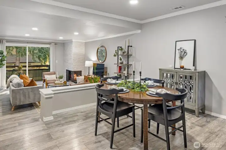 Open concept living and dining area. Great for entertaining