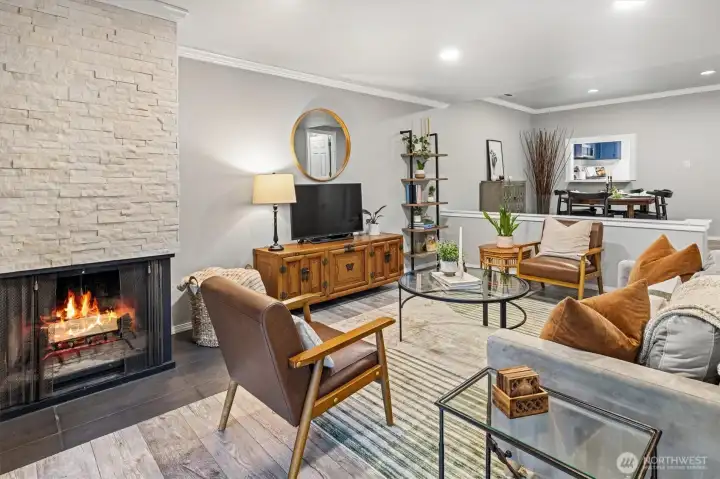Wood burning fireplace for cozy fall days